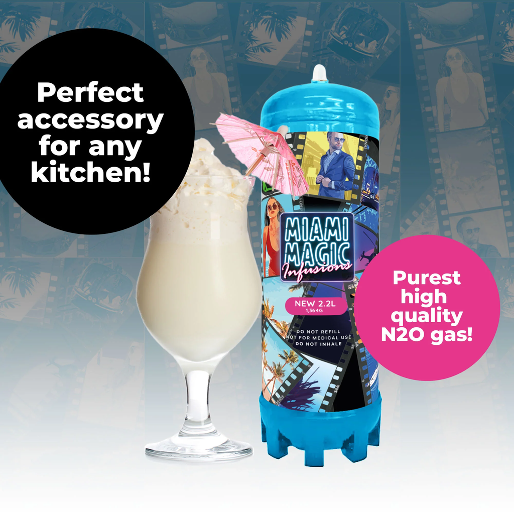 Miami Magic Infusions 2.2L N2O cylinder with cream whipper for culinary use