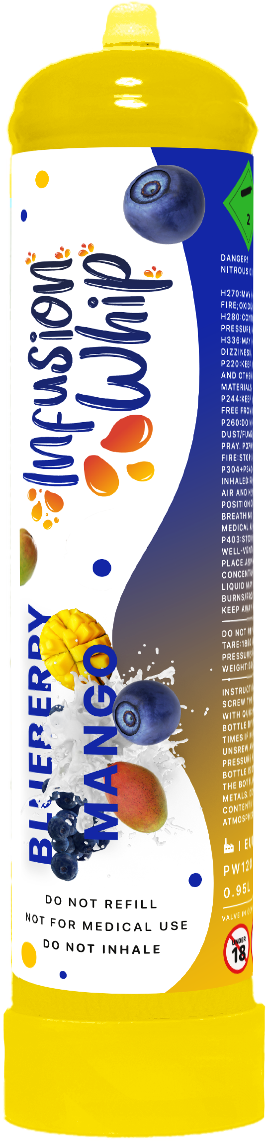 Infusionwhip 580g Blueberry Mango Flavoured N2O Cannister